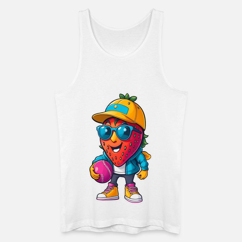 Erdbeer Baseballheld mit Sonnenbrille - Männer Bio Tank Top - Weiß