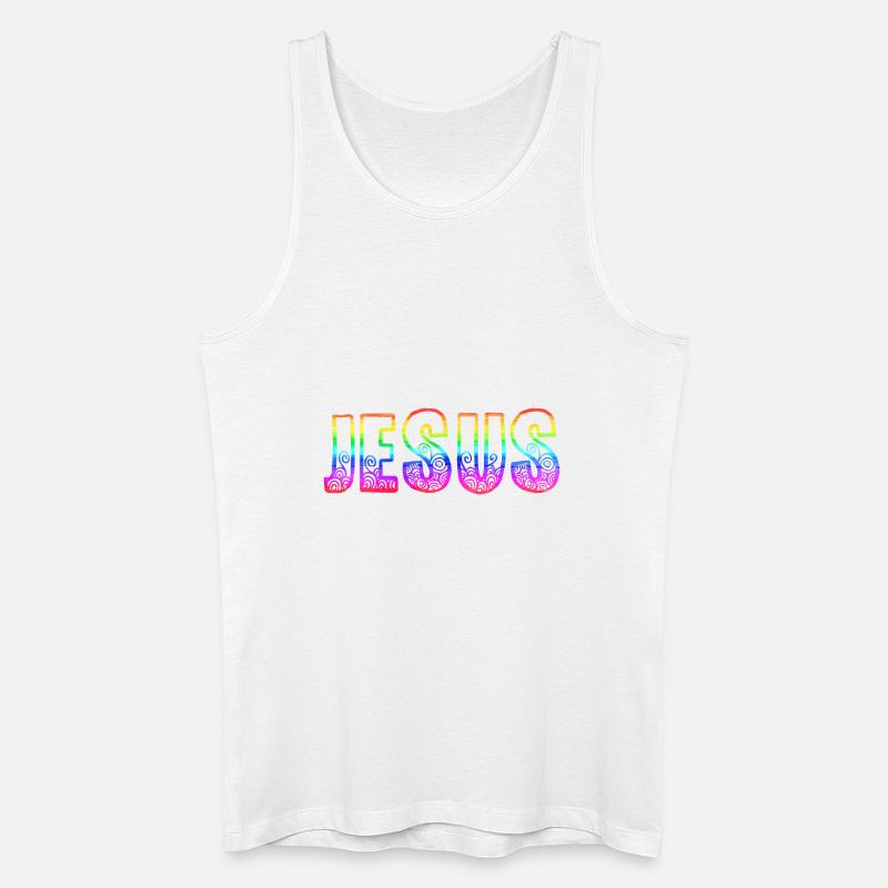 jesus rs regenbogen - Männer Bio Tank Top - Weiß