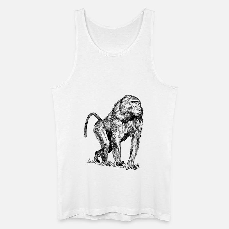 Affe Pavian - Männer Bio Tank Top - Weiß