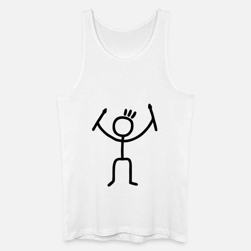 Strichmännchen mit Drumsticks - Männer Bio Tank Top - Weiß