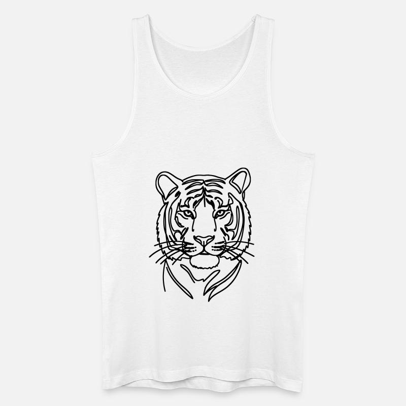 Tiger Single Line Art - Männer Bio Tank Top - Weiß