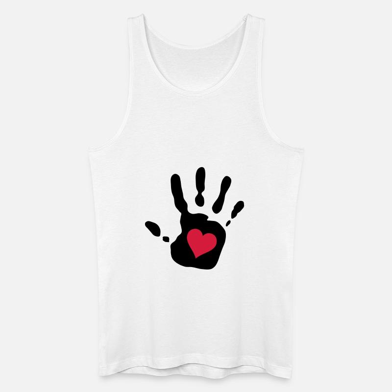 Handabdruck rotes Herz - Männer Bio Tank Top - Weiß