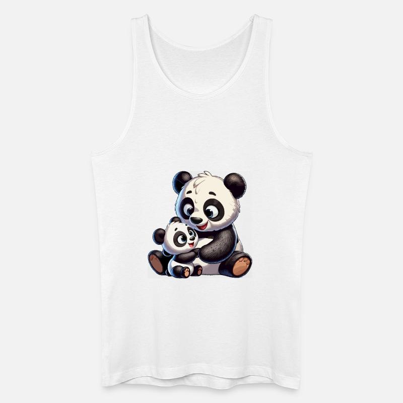 Panda-Mutter mit Kind - Männer Bio Tank Top - Weiß