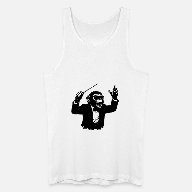 Affen Dirigent im Affenorchester - Männer Bio Tank Top - Weiß