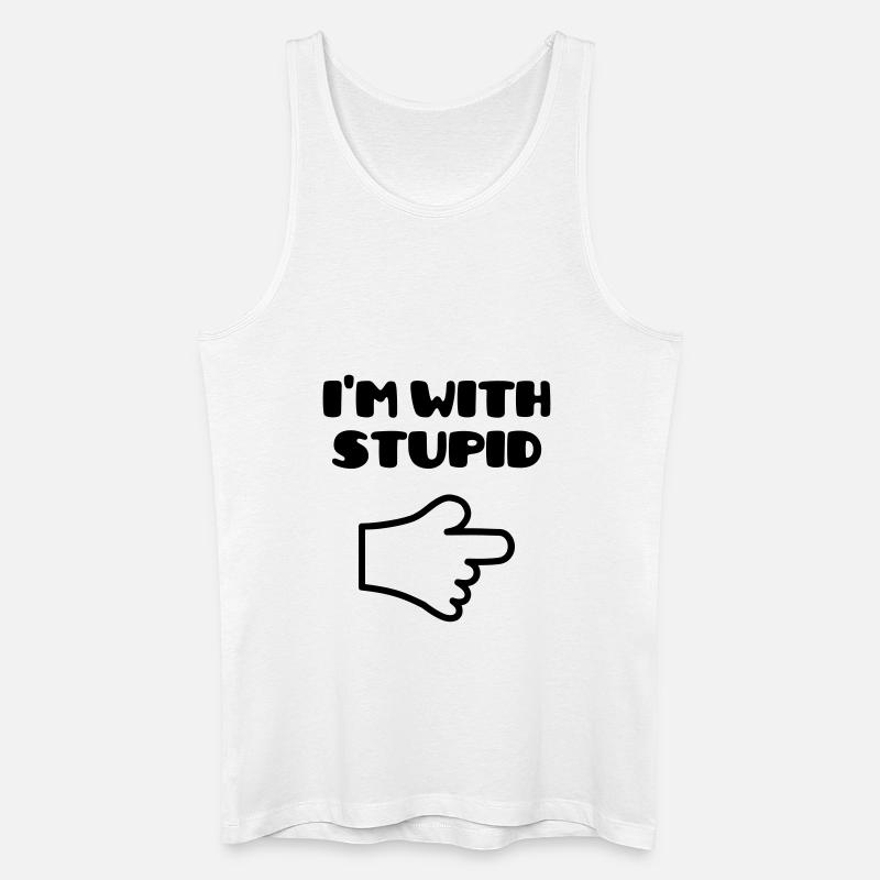 I'm with stupid :) (V) - Männer Bio Tank Top - Weiß