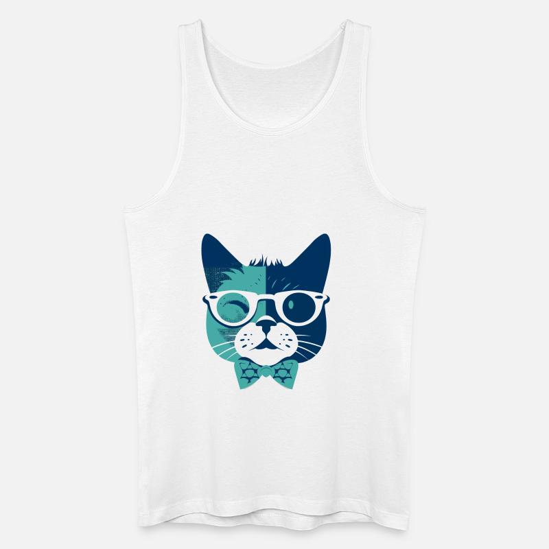 Hipster Katze - Männer Bio Tank Top - Weiß