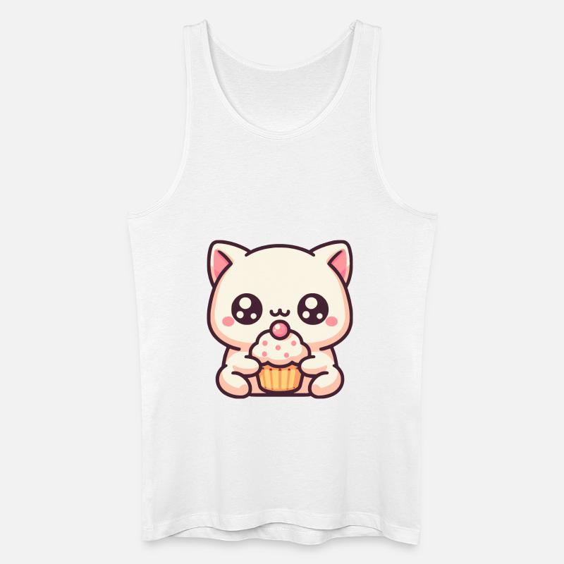 Süße Katze mit cupcake - Männer Bio Tank Top - Weiß