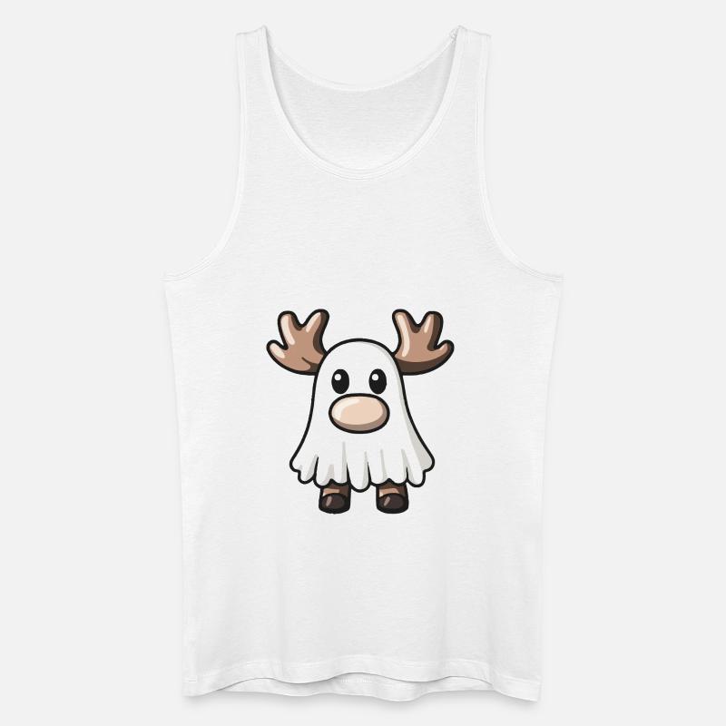 Moose Halloween Comic Ghost - Men’s Organic Tank Top - white