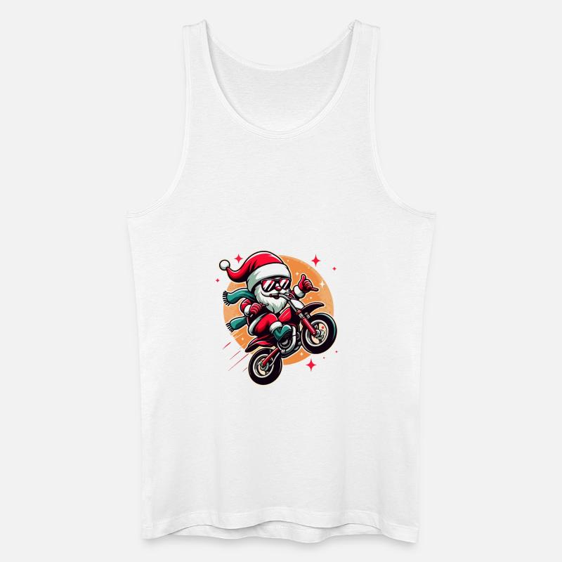 Cooler Biker Weihnachtsmann - Männer Bio Tank Top - Weiß