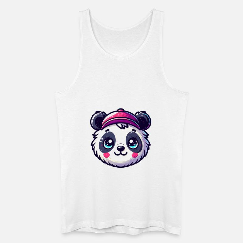 Panda Kopf mit Kappe - Männer Bio Tank Top - Weiß