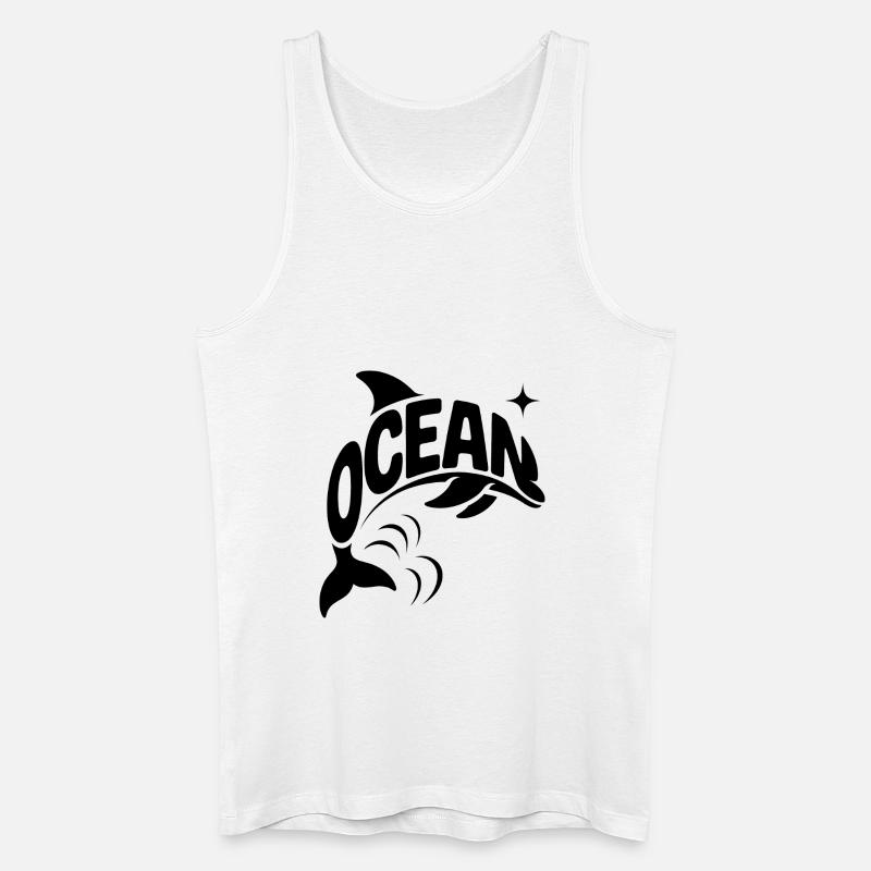 Ocean - Cooles Dolphin Ocean Logo - Männer Bio Tank Top - Weiß