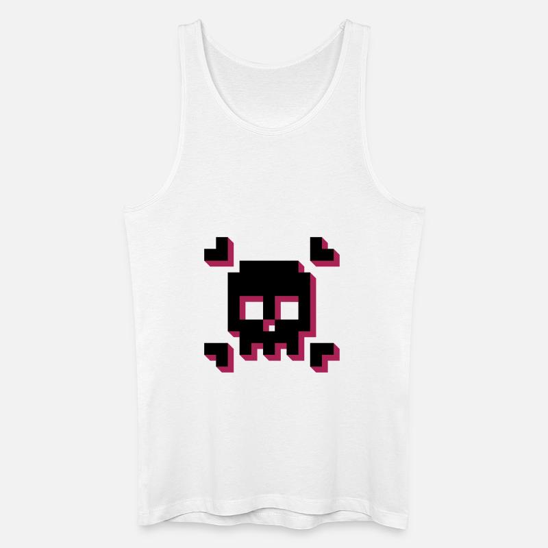 pxl_Skull - Männer Bio Tank Top - Weiß