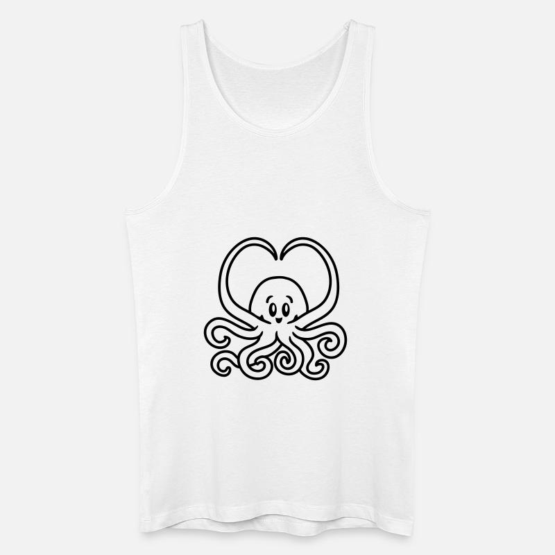 Squid cuore - line - Canotta ecologica da uomo - bianco