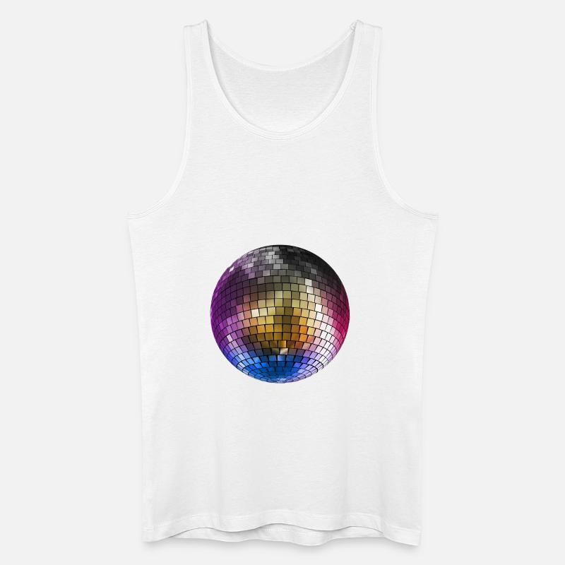 Diskokugel Mirrorball farbig - Männer Bio Tank Top - Weiß