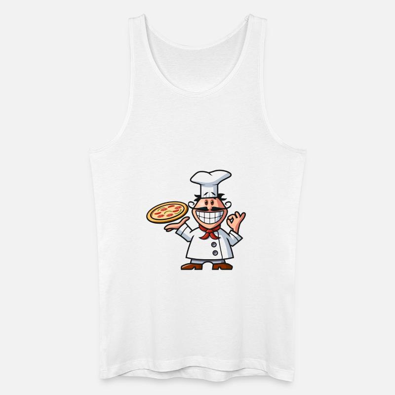 vl082b_pizzabaecker_4c - Männer Bio Tank Top - Weiß