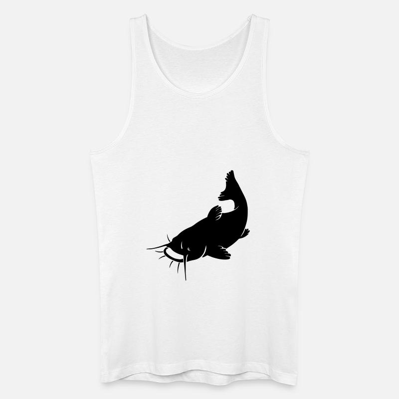 Catfish Silhouette - Männer Bio Tank Top - Weiß