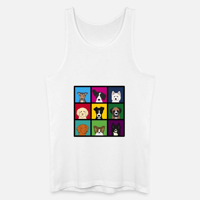 9_hundekoepfe_bunt - Männer Bio Tank Top - Weiß