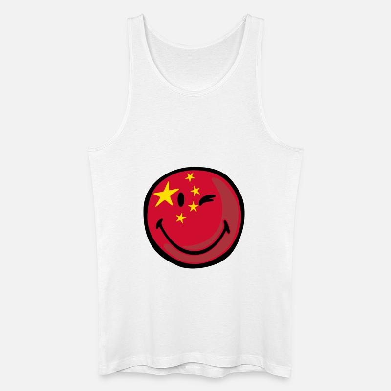 Smiley flag china - Økologisk tanktop til mænd - hvid