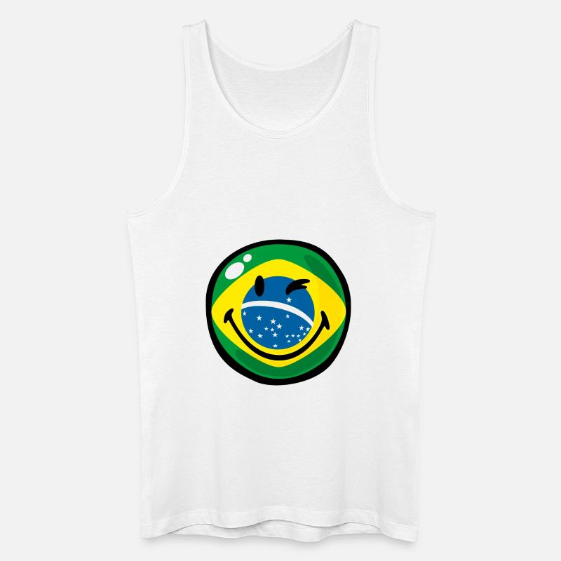 Smiley Flag Brazil - Økologisk tanktop til mænd - hvid