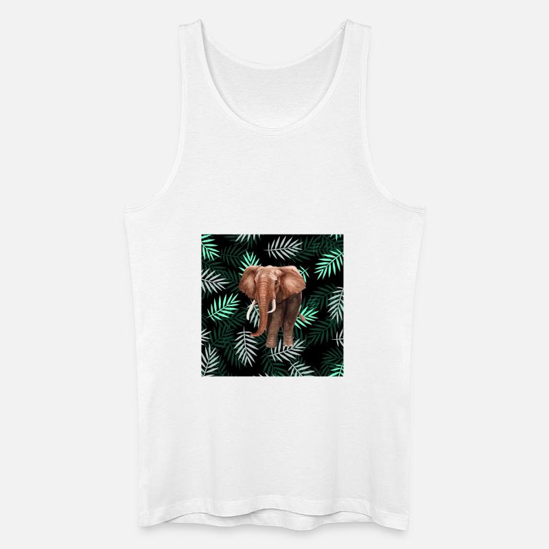 Palmen-Muster, Elefant Palm Pattern, Elephant - Männer Bio Tank Top - Weiß