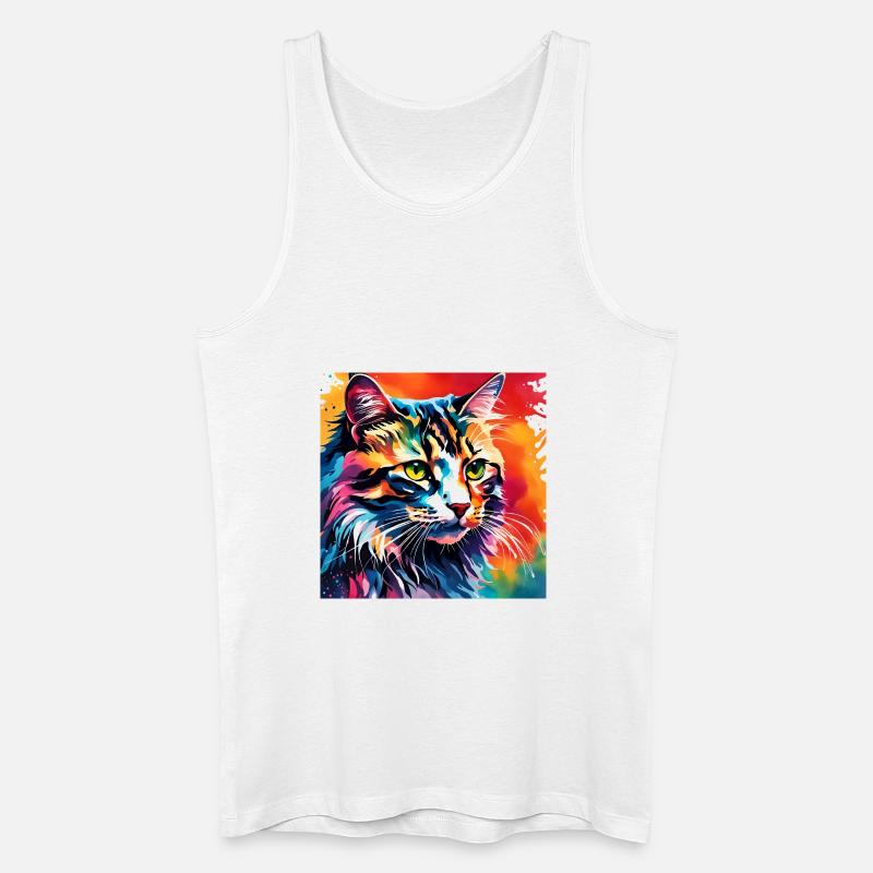 Bunte Katze - Männer Bio Tank Top - Weiß