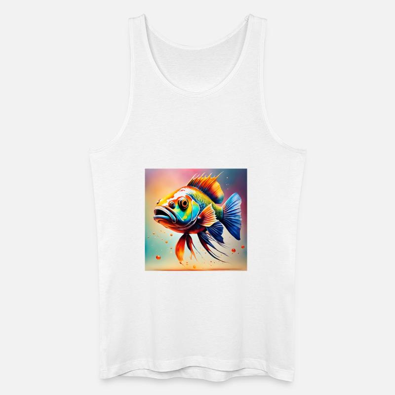 Fisch farbig - Männer Bio Tank Top - Weiß