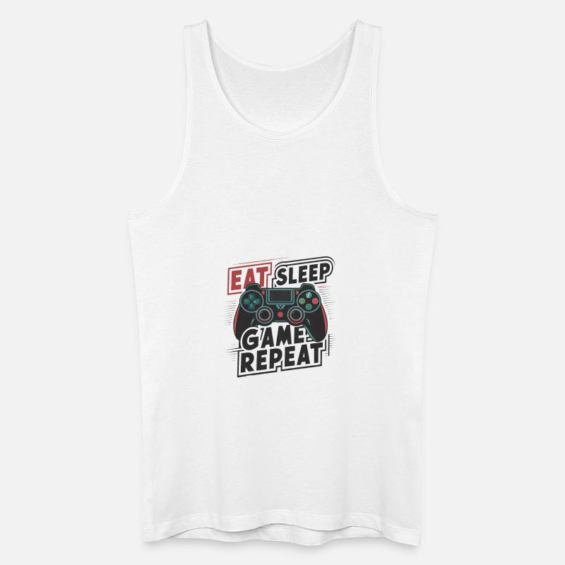 Eat, Sleep, Game, Repeat - Männer Bio Tank Top - Weiß