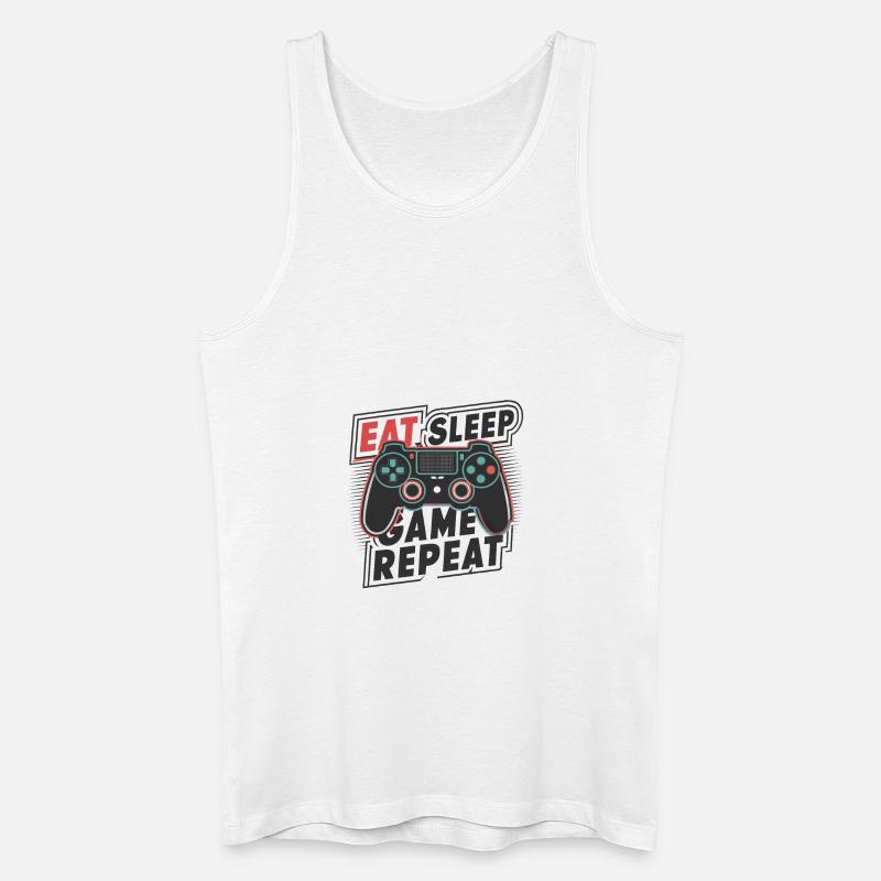 Eat, Sleep, Game, Repeat - Männer Bio Tank Top - Weiß