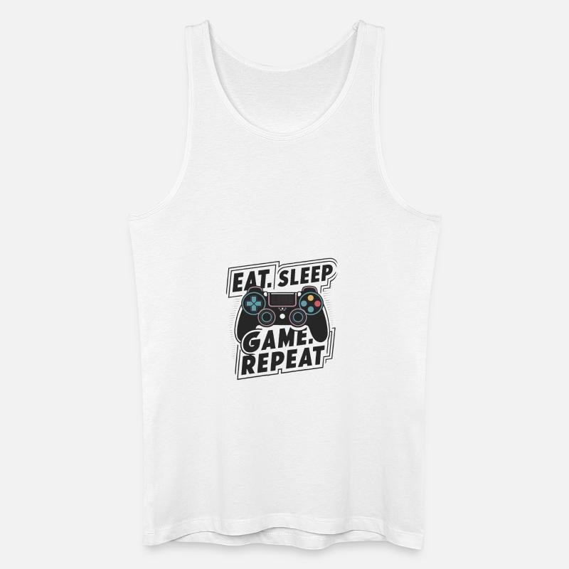 Eat, Sleep, Game, Repeat - Männer Bio Tank Top - Weiß
