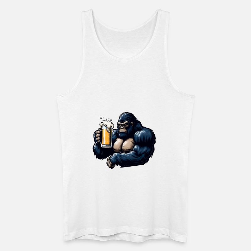 Schimpansen-Bierliebhaber - Männer Bio Tank Top - Weiß