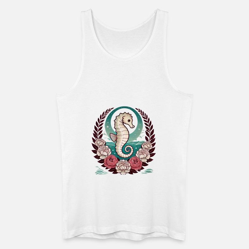Retro Seepferdchen - Männer Bio Tank Top - Weiß