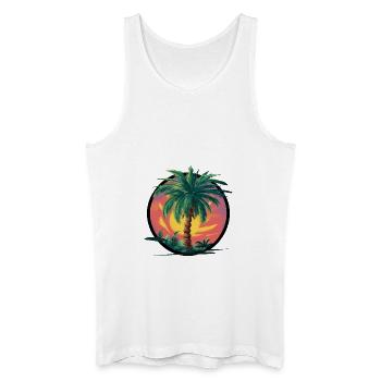 Tropische Palme bei Sonnenuntergang – Urlaubsmotiv - Männer Bio Tank Top - Weiß - Vorne