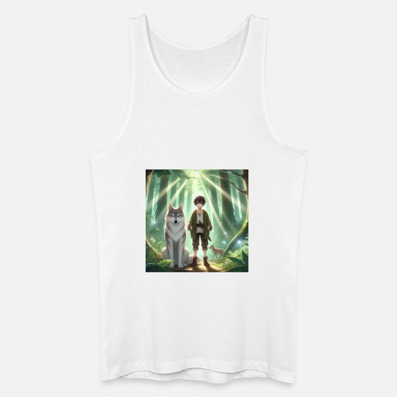 Mann mit Wolf Anime - Männer Bio Tank Top - Weiß