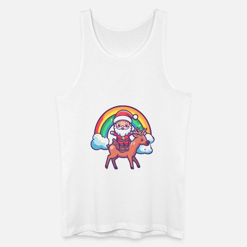 Hirsch Weihnachtsmann Regenbogen - Männer Bio Tank Top - Weiß