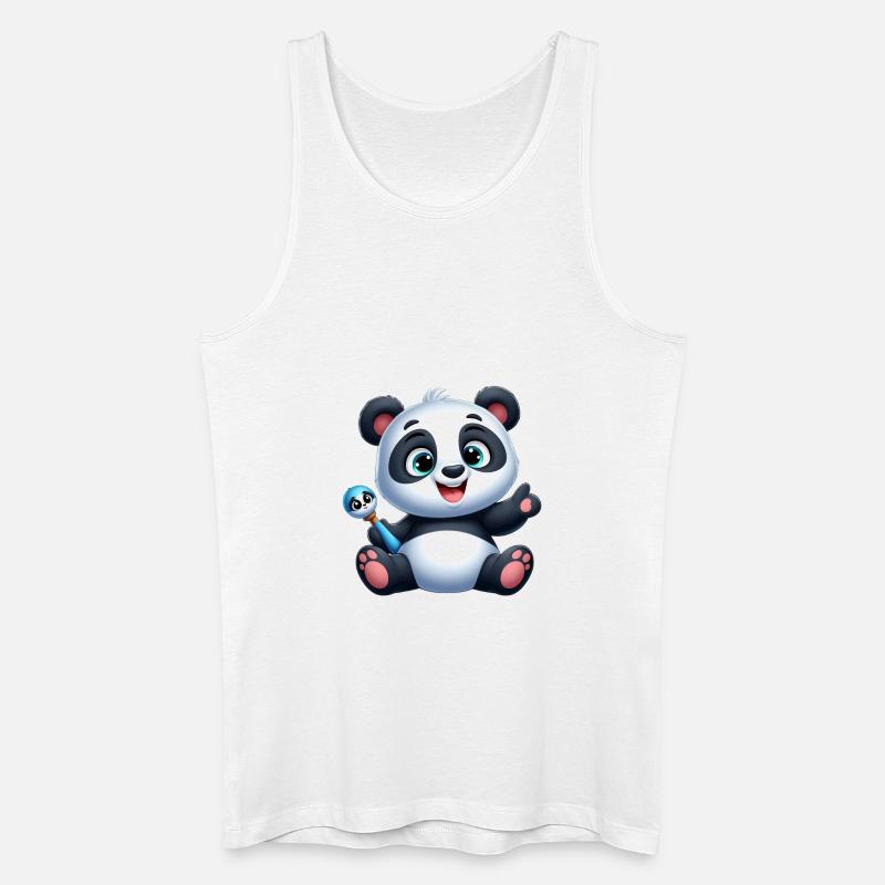 Panda 3 - Männer Bio Tank Top - Weiß