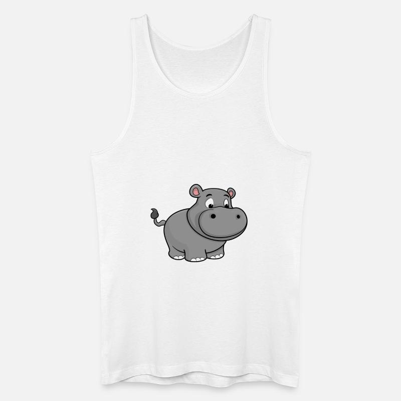 Glückliches Nilpferd - Männer Bio Tank Top - Weiß