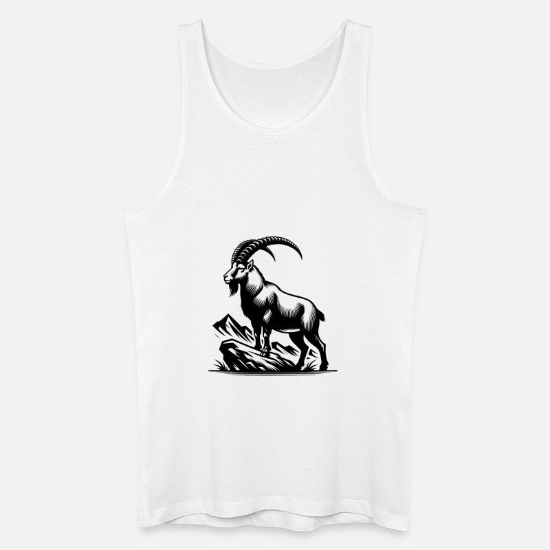 Steinbock mit gewaltigen Hörnern - Männer Bio Tank Top - Weiß