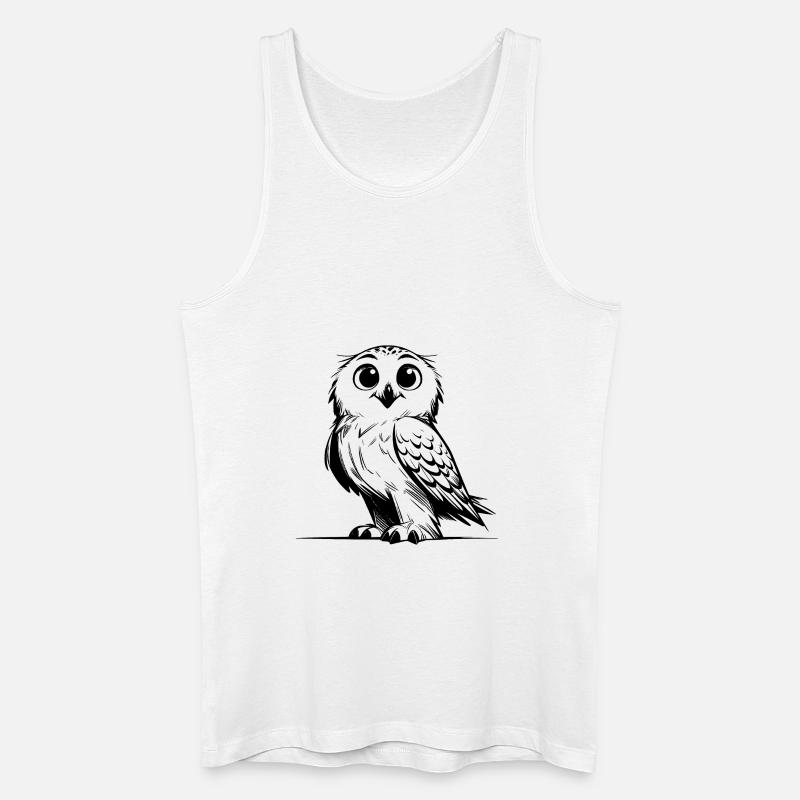 Putzige Schnee-Eule Bleistift Skizze - Männer Bio Tank Top - Weiß