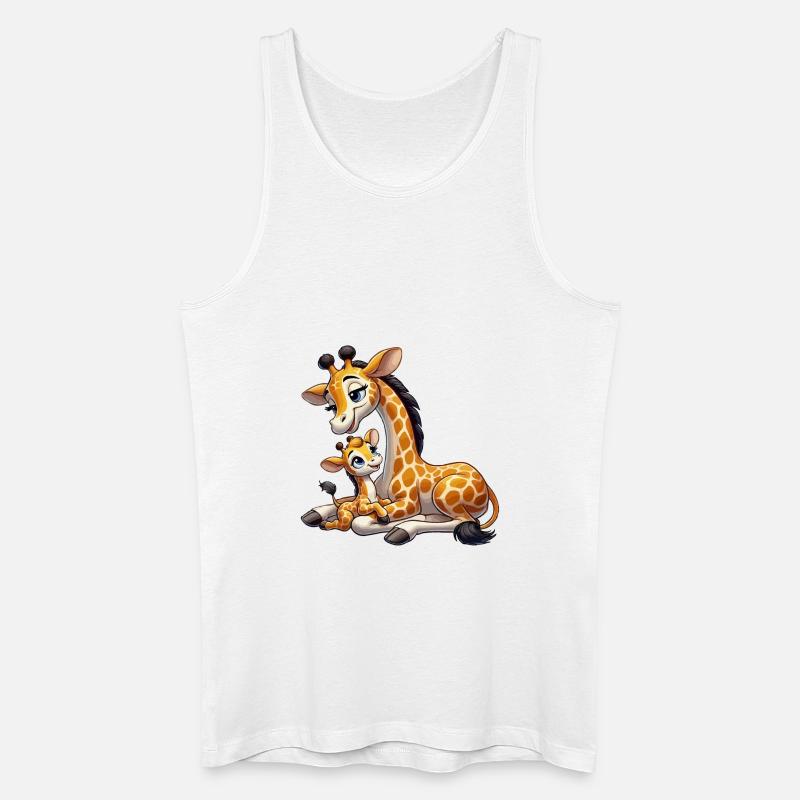 Giraffenmutter mit Kind - Männer Bio Tank Top - Weiß