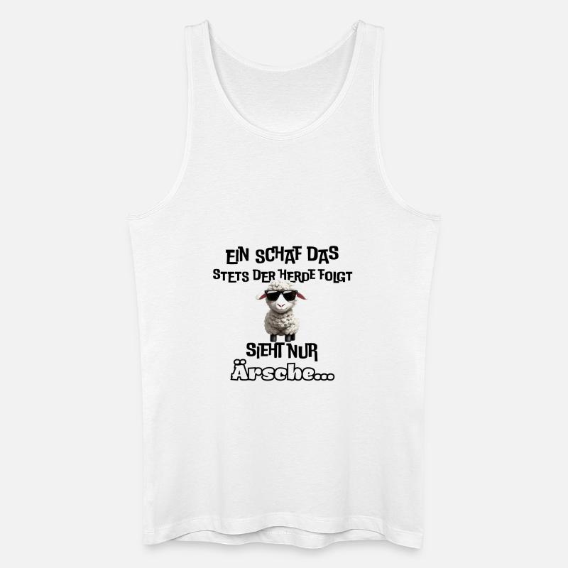 cooles Schaf mit Statement - Männer Bio Tank Top - Weiß