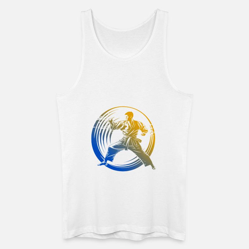 Karate Silhouette Bunt - Männer Bio Tank Top - Weiß