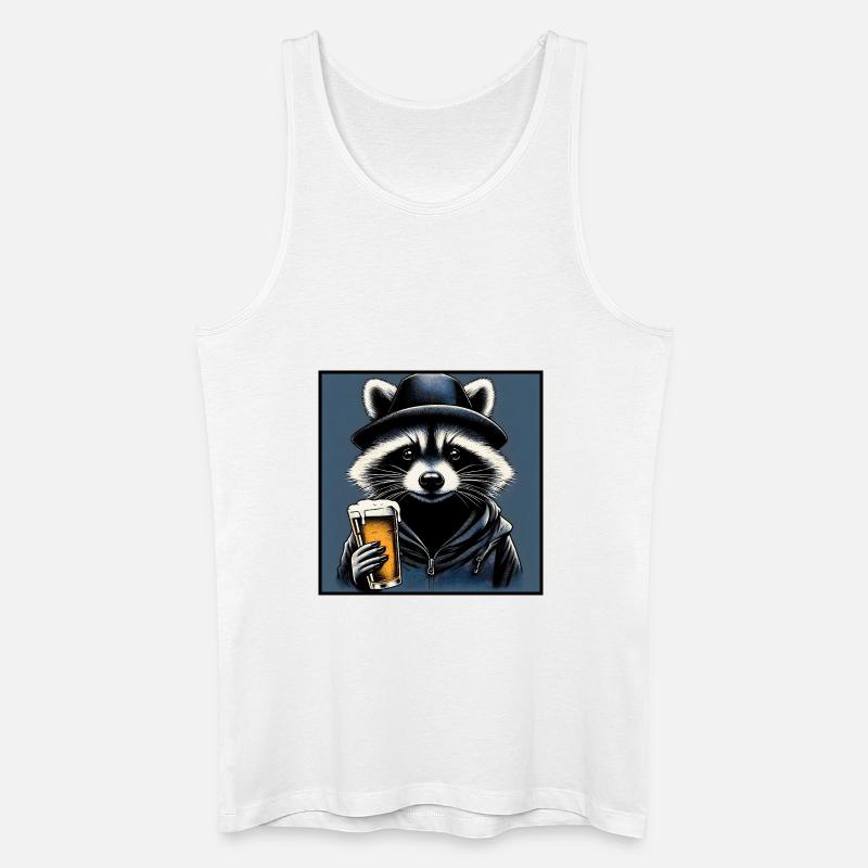 Waschbär mit Bier - Männer Bio Tank Top - Weiß