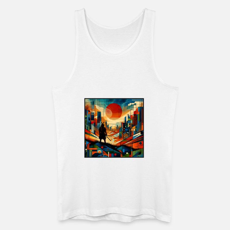 Samurai vor roter Sonne - Männer Bio Tank Top - Weiß