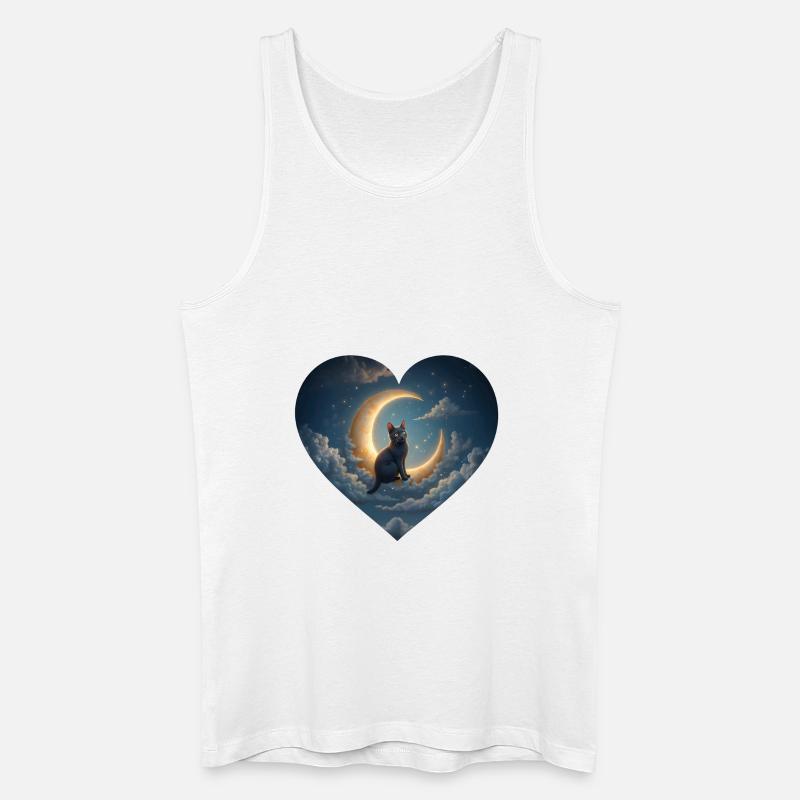 Die Katze im Mond - Männer Bio Tank Top - Weiß