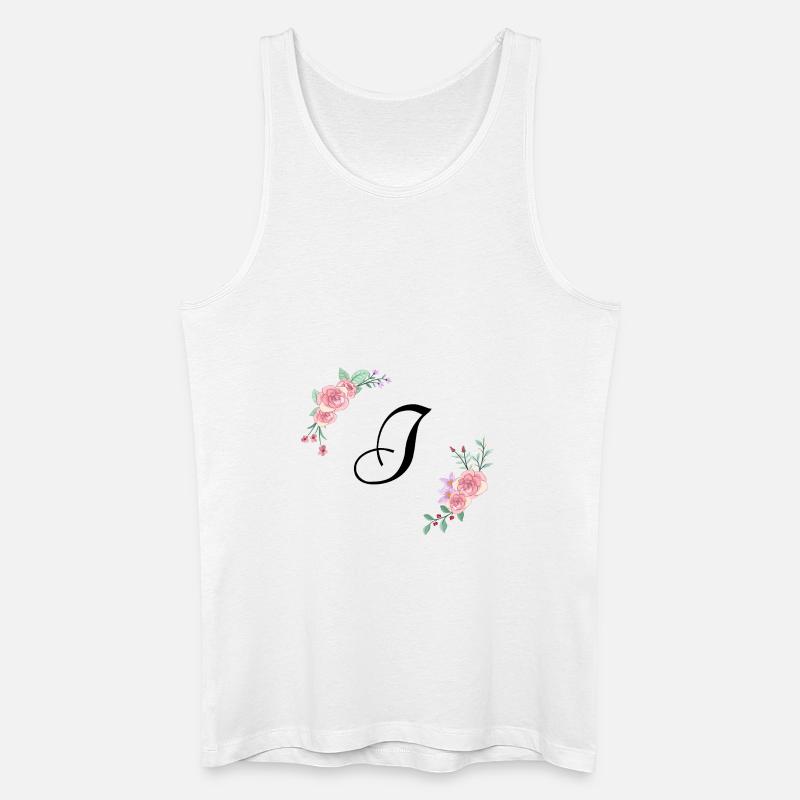 Rosa Blumenbuchstabe i - Männer Bio Tank Top - Weiß