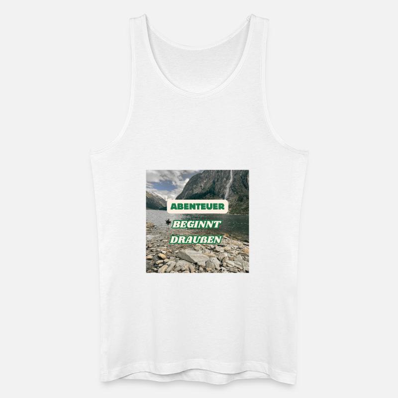 Abenteuer beginnt draußen - Männer Bio Tank Top - Weiß