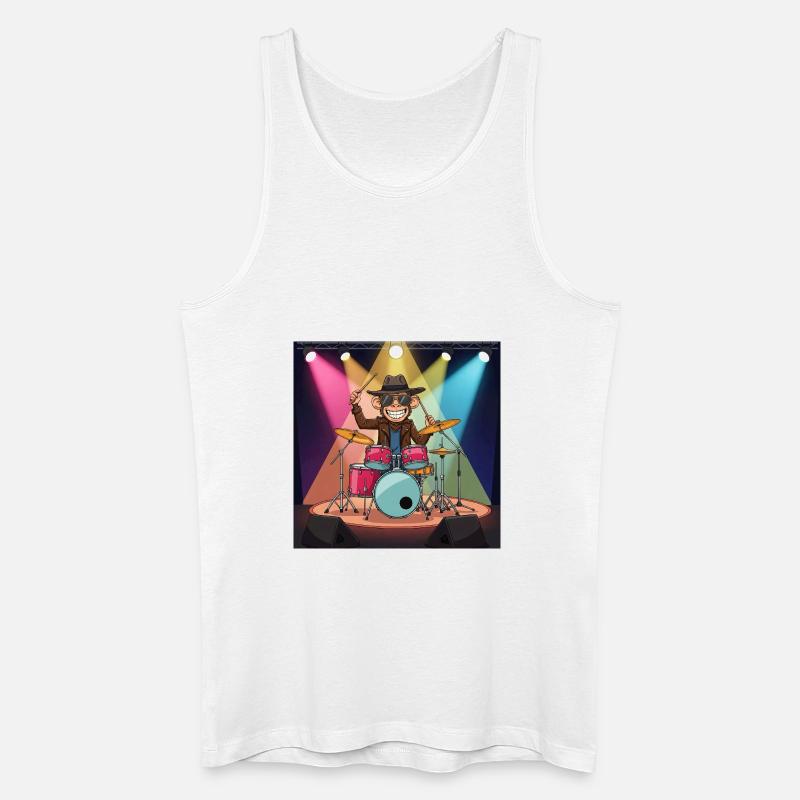Lustiger Affe am Schlagzeug - Männer Bio Tank Top - Weiß