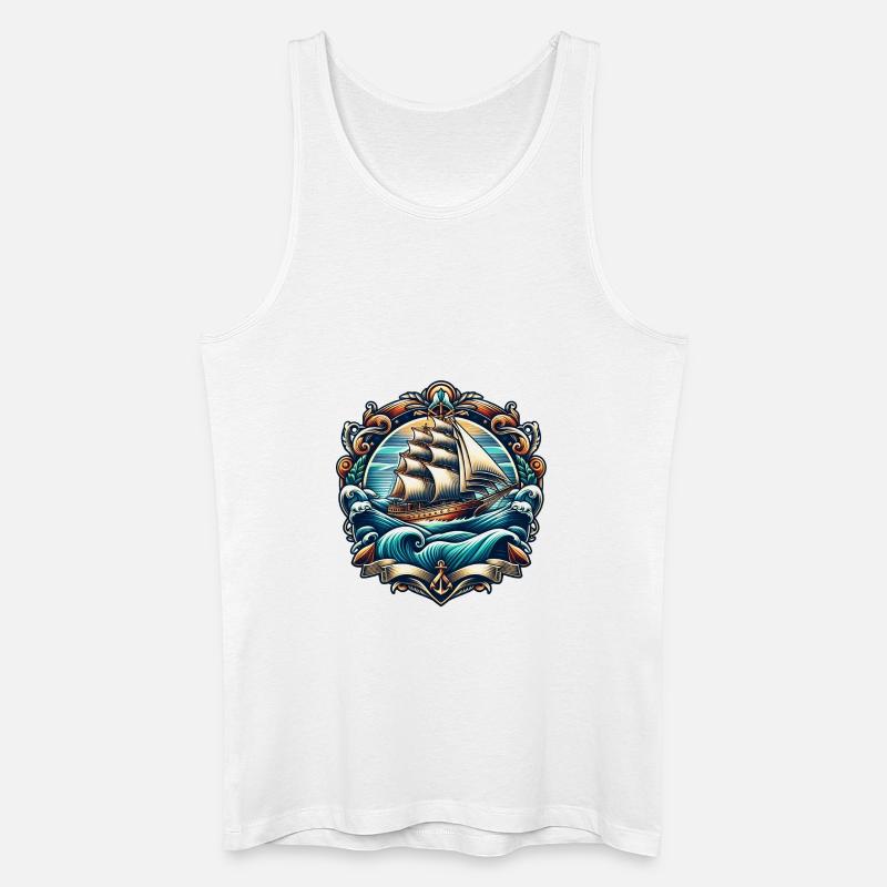 Segelschiff Logo - Männer Bio Tank Top - Weiß