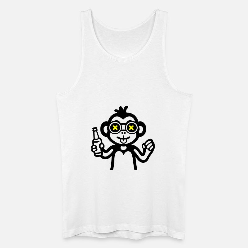 Affe Drinking Lustig Bier - Männer Bio Tank Top - Weiß
