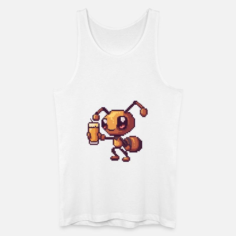 Ameise Pixel Bier - Männer Bio Tank Top - Weiß